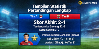 Tampilan statistik pertandingan lengkap di platform MSports M88